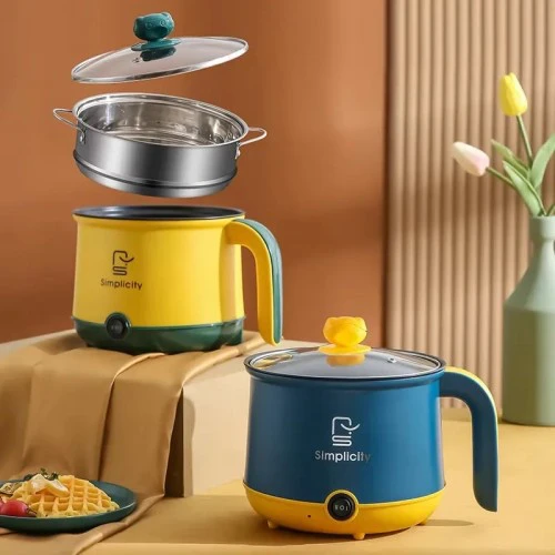 Simplicity Portable Electric Multicooker Cooking Pot With Steamer 1.8L