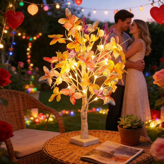 Butterfly LED Tree Lamp – 24 Warm White Fairy Lights, Battery & USB Powered Tabletop Decor
