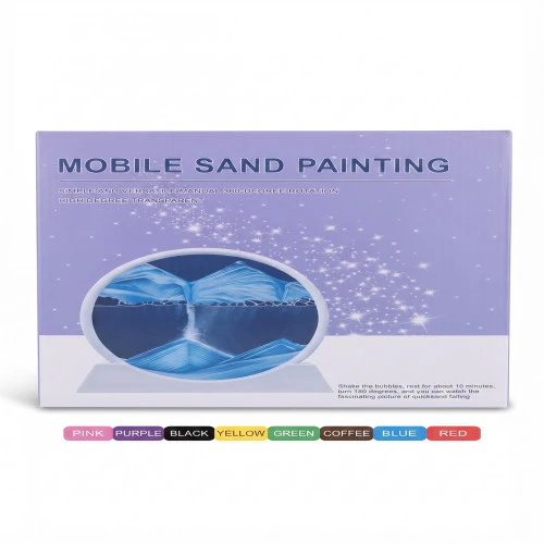 360-Degree Rotating Dynamic Liquid Sand Art Picture - Round Glass Quicksand Painting Desktop Decor Toy