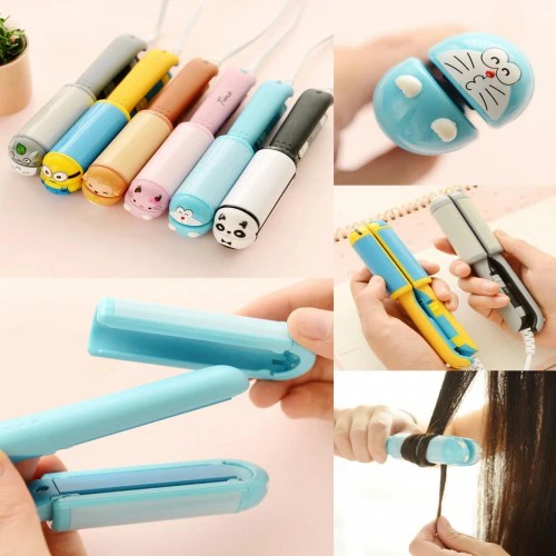 2 in 1 Mini Travel hair straightener and Curler (Multicolor)