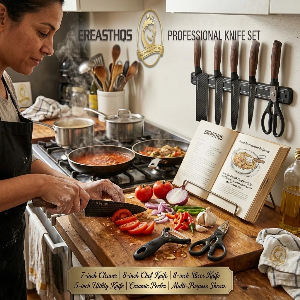 EREASTHQS 6-Piece Professional Kitchen Knife Set with Wooden Texture Handle