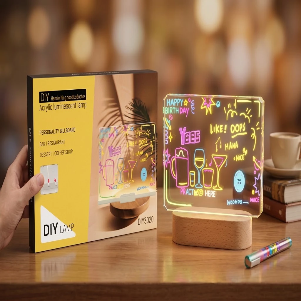 DIY Acrylic Luminescent Lamp – LED Message Note Board with Pen (DIY3020)