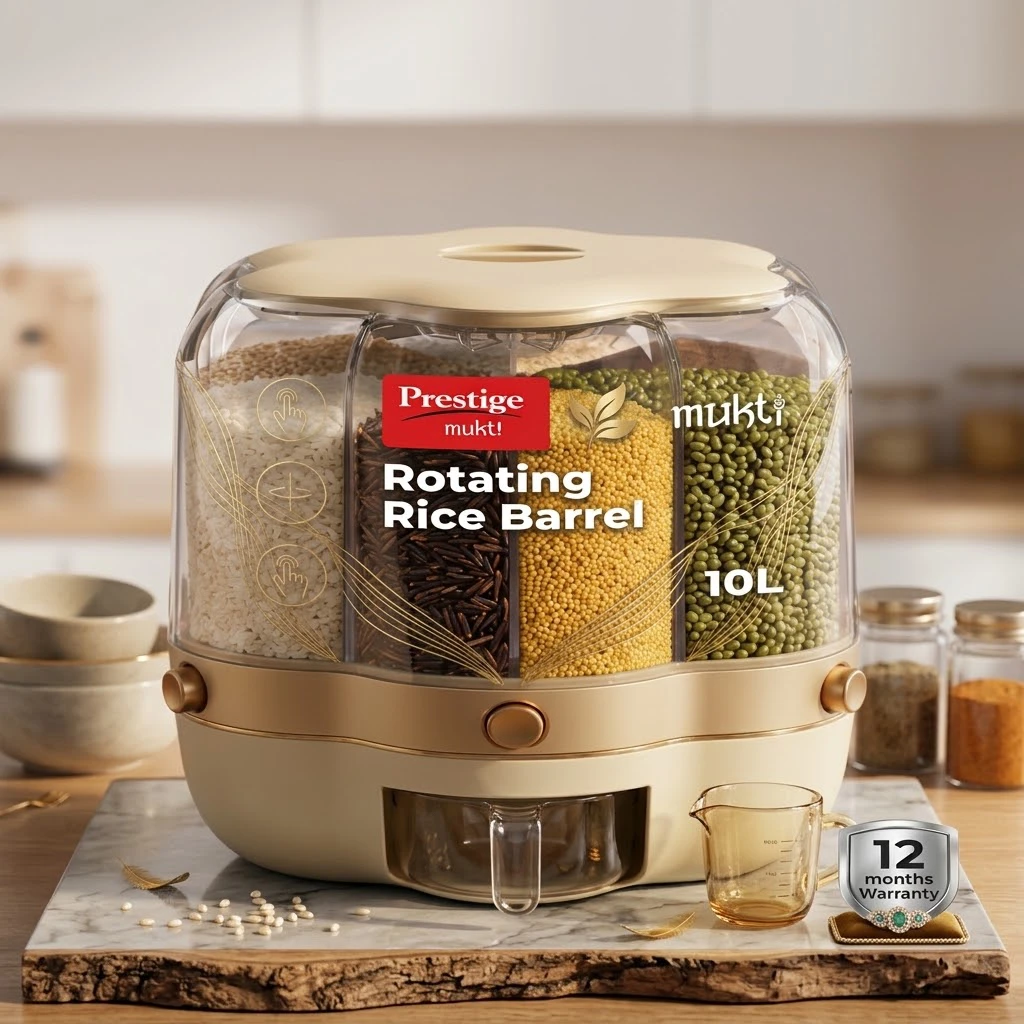 Prestige Mukti Rotating Rice & Grain Dispenser Barrel (10L)